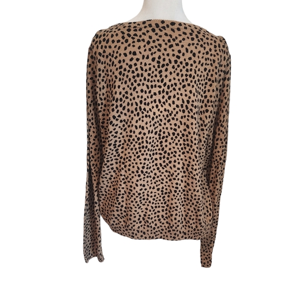 ATM Anthony Thomas Melilo Cotton & Cashmere Blend V-Neck Animal Print Sweater - Picture 9 of 13